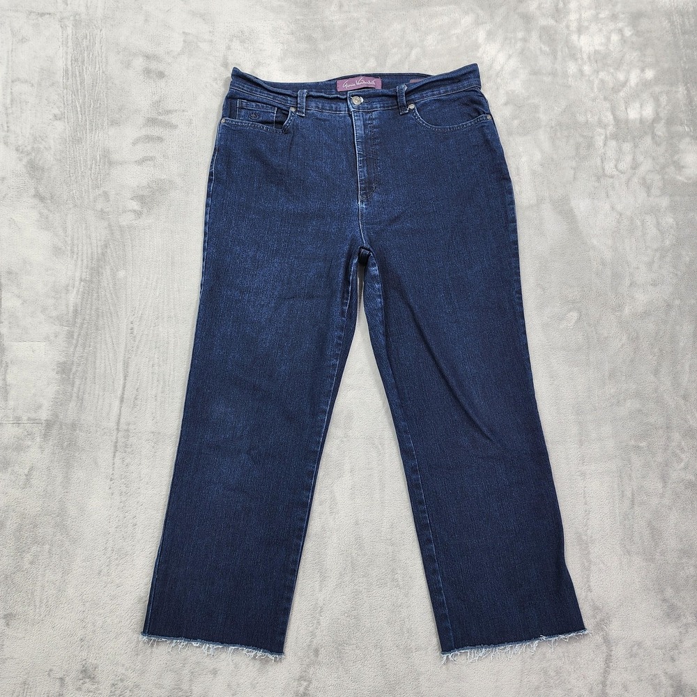 Gloria Vanderbilt Jeans Womens 16 Blue High Rise Amanda Raw Hem Straight Stretch